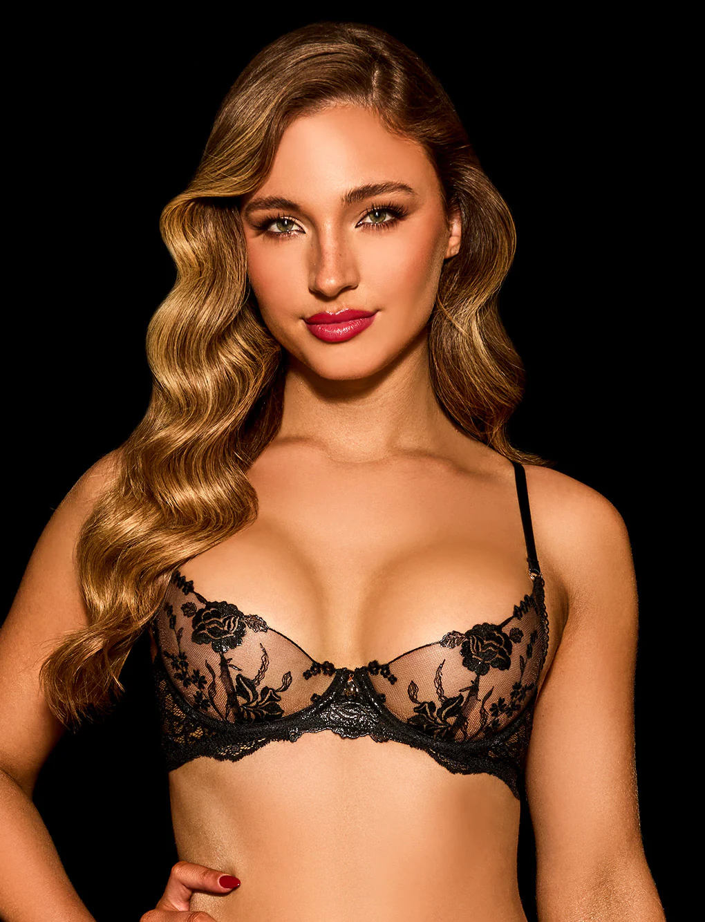 Whitney Black Bra & Bottoms Lingerie Set - Image 7